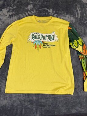 Leslie Jordan Publix Gasparilla Half Marathon 2022 Yellow Long Sleeve Shirt L